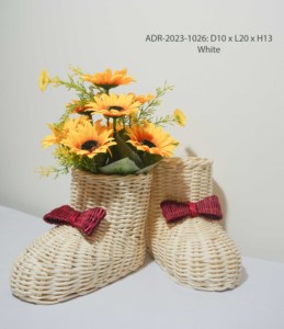 Chaussure de Noël en osier de rotin de couleur blanche pour l'artisanat d'usine de décoration de Noël du Vietnam - Product Image 3