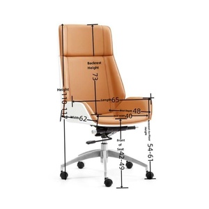 Chaise de bureau ergonomique en cuir, style moderne minimaliste de luxe léger, idéale pour les immeubles de bureaux - Product Image 3