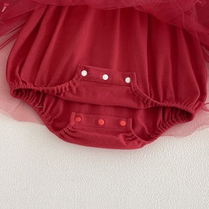 Abbigliamento per Neonati Stile Coreano, Tutina in Cotone e Rete per Primavera e Autunno, Vestito da Principessa Rosso per Bambine di Un Anno, Classe Guangdong - Product Image 4