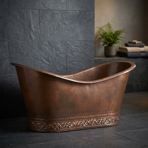 Baignoire ovale de luxe en cuivre martelé NICKLE Polish Inside pour villa, forme rustique, pour salle de bain - Product Image 3