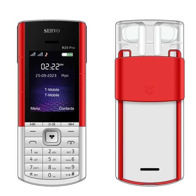R25 PRO Button Mobile Phone 2G GSM Network  Dialing Call Recorder 2.4 Inch Display Built in TWS Earphone Feature Phone
