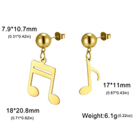 Boucles d'oreilles pendantes asymétriques en forme de note de musique pour femmes, en acier inoxydable, bijoux pour musiciennes et amoureuses de la musique, cadeaux