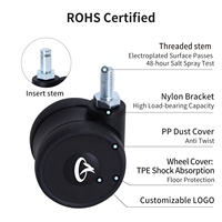 Roulettes pivotantes ISO 13485 en plastique de 50 mm pour mobilier, qualité médicale, pour fauteuil dentaire et chaise de bureau