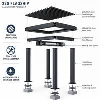 Pergola Aluminium Elektrik Tahan Air dan Salju, Gazebo Paviliun Luar Ruangan untuk Halaman Belakang, Teras, Kolam Renang