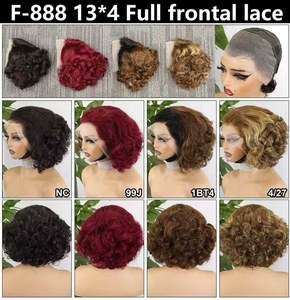 4/27 Faits Saillants Ondulés Bob Perruques Courts Remy Cheveux Humains Avec Transparent Swiss Lace Front Pré-Plumé <span class=keywords><strong>pour</strong></span> les Femmes Noires - Product Image 6