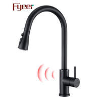 Fyeer – robinet d'évier de cuisine sans contact, vaporisateur extractible à capteur automatique, noir mat