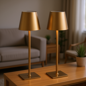 Lámparas de Mesa Modernas Doradas, Paquete de 2, Lámpara de Escritorio LED Inalámbrica con Control Táctil, Funciona con Batería, Iluminación para Dormitorio - Product Image 2