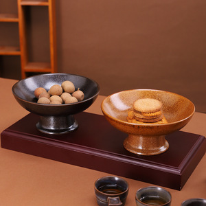 Cuenco de cerámica con pedestal de estilo místico para frutos secos, aperitivos, plato decorativo para sala de té, nuevo estilo chino - Product Image 2