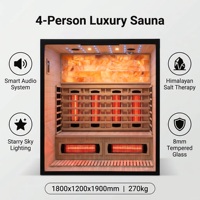 Sauna de infrarrojos lejanos de lujo con madera de hemlock negra, bajo EMF, LCD, Bluetooth y cielo estrellado de sal del Himalaya para spa en casa 1800x1200x1900mm