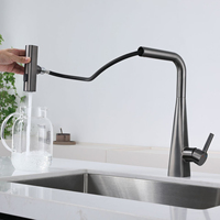 Robinet de cuisine moderne intelligent avec pulvérisation rotative à 360 degrés, affichage numérique de la température, en acier inoxydable, à poignée unique