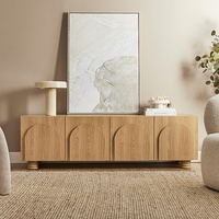 Meuble TV AJUNION, style nordique, pour salon, en MDF avec placage en chêne, meuble TV, unité de divertissement, table TV, console d'entrée