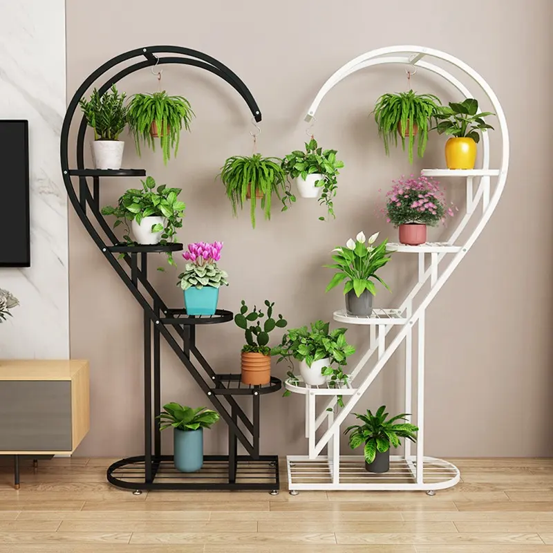 Coração em forma de flor Stand Metal plantas Display Rack casa decoração