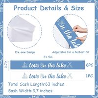 Set de 7 Lazos de Satén Azul y Blanco para Novia y Damas de Honor, Tema Lago, Recuerdos para Despedida de Soltera