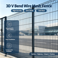 Clôture en grillage métallique 3D galvanisé de haute qualité, recouvert de PVC. Clôture de sécurité anti-rouille, anti-escalade, à profil en V, taille et couleur personnalisées