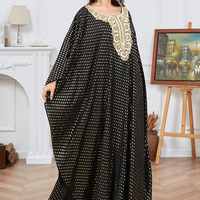 Nueva Túnica Musulmana Europea, Americana y de Oriente Medio, Elegante Vestido Abaya con Encaje y Detalles Bronceados