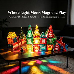 Juego de 86 Piezas de Bloques de Construcción Magnéticos de Plástico para Navidad, Juguetes Educativos STEM con Luz y Sombra, Regalo para Niños - Product Image 2