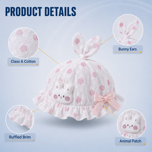 <span class=keywords><strong>Bonnet</strong></span> à Volants Tendance pour Bébé Fille, Motif Animalier à Pois, Dentelle, Faible MOQ, Prix Usine, Vente en Gros - Product Image 2