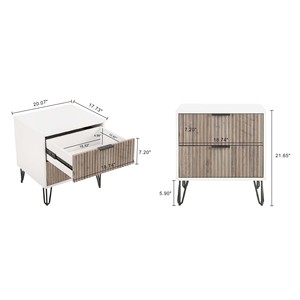 Nightstand <b>Rustic</b> Gray White 2 Drawer Storage <b>Cabinet</b> Modern Bedroom Furniture - Product Image 3