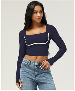 Fabricants de vêtements unisexe manches courtes haut court respirant col rond écologique ample été Patchwork de haute qualité - Product Image 5