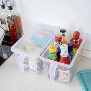 Caja de almacenamiento de alimentos transparente, contenedor de almacenamiento de alimentos con tapa, botes de organización de cocina y despensa de plástico - Product Image 2