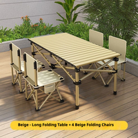 Ensemble table et chaises pliantes portables en acier inoxydable avec design Egg Roll, imperméable et léger pour le camping et les pique-niques