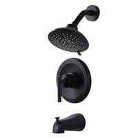 Ensemble de robinetterie de douche encastrée de luxe contemporaine VIGA Hotel, mitigeur à pression équilibrée, poignée unique, massage, pluie, noir