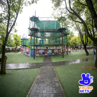 Parc de jeux en corde tressée personnalisé pour l'extérieur, parcours d'aventure multi-niveaux avec tour de suspension, certifié CE, pour 15 enfants