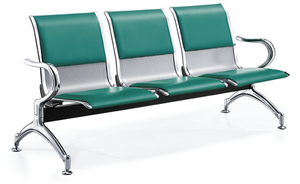 Chaise d'attente contemporaine en cuir 3 places, design moderne, mobilier en acier inoxydable pour hôpitaux, aéroports, bureaux, banques, gymnases - Product Image 4