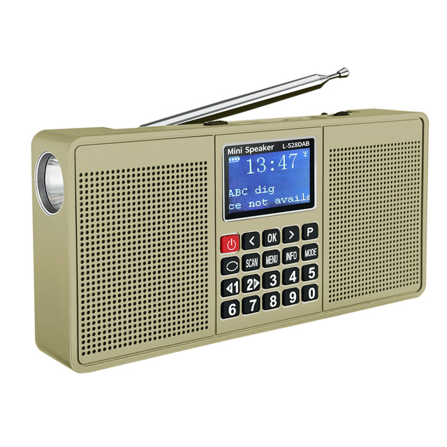 LCJ L-528DAB Portable Flashlight MP3 Player Bluetooh Speaker Adaptateur DAB FM Radio with LCD Display Screen and Preset Button