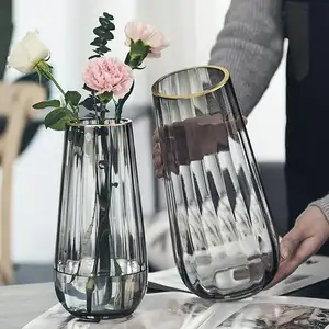 Florero de cristal para mesa de boda, decoración moderna y transparente para el hogar, 2023
