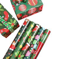 Papier d'emballage cadeau personnalisé avec motif Père Noël, vente en gros, nouveau design, décoration de Noël, papier d'emballage cadeau