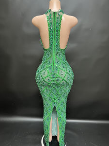 Robe de minuit bleu maille diamant robe femmes élégantes dames robes pour invité de <span class=keywords><strong>mariage</strong></span> - Product Image 3