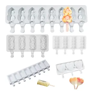 High Quality 8 Cavity Custom Silicone Ice Cream Popsicle Tray Mold Silicone Ice Cream Mold Set Ice Pop Block Mold Mould