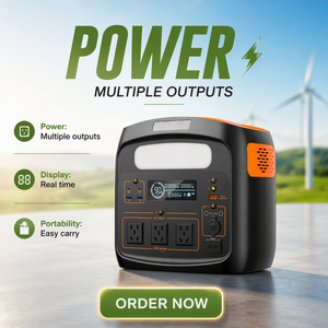 Station d'alimentation portable intelligente 1200W avec double USB-C PD, écran LCD, 3 prises AC, camping, maison, hors réseau - Product Image 6