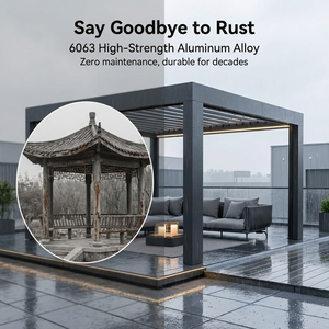 ชุดเพอร์โกลาอะลูมิเนียมเคลือบสีฝุ่นแบบโมเดิร์น พร้อมตัวเลือกแผงโซลาร์เซลล์ LED ประกอบง่ายสำหรับระเบียง ที่จอดรถ โรงรถ และตกแต่งภายนอก - Product Image 2