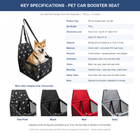 Siège auto surélevé pour petits chiens et chats, lit de voiture portable pour animaux de compagnie, sangle de sécurité, cadre en PVC amovible, tissu Oxford pliable, 7,5 kg