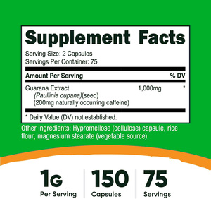 Capsules <span class=keywords><strong>de</strong></span> supplément alimentaire naturel Gloweherb à l'extrait <span class=keywords><strong>de</strong></span> graines <span class=keywords><strong>de</strong></span> <span class=keywords><strong>Guarana</strong></span> <span class=keywords><strong>pour</strong></span> adultes - Soutien énergétique et immunitaire - Vente chaude - Product Image 2