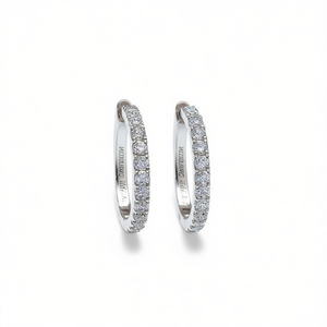 Orecchini a Cerchio Mina Diamante in Oro Bianco con Diamanti Naturali Taglio Brillante Rotondo Colore G Stile Classico per Uso Quotidiano Femminile - Product Image 1