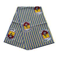 Faible MOQ 1000 pièces Tissus imprimés à la cire 100% Polyester Ghana Libéria Tissus imprimés avec logo scolaire