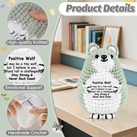 Loup au crochet positif, cadeau d'animaux au crochet, soutien émotionnel, loup au crochet avec carte positive, cadeau artisanal inspirant pour la décoration de la maison