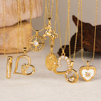Collier en acier inoxydable doré Novirassine avec pendentif licorne et boussole, bijoux esthétiques en gros pour femmes, ensemble pour usage quotidien