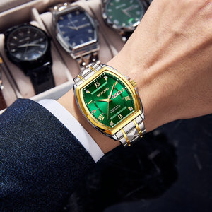 Montre-bracelet à quartz pour homme, lumineuse, de forme tonneau, élégante, avec calendrier, au design professionnel et de grande valeur. - Product Image 5