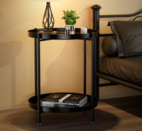 Table d'appoint à 2 niveaux, table basse imperméable avec plateau amovible pour intérieur et extérieur