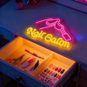 Nail Salon Neon <b>Sign</b> With Manicure Hand Nail Polish Graphic Adjustable Brightness LED Acrylic Neon Promotional Signage - Product Image 2