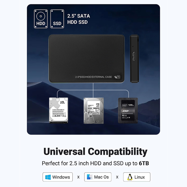 2.5 Inch SATA to USB 3.0 Metal SSD Enclosure Protective External Hard Drive Case for HDD Plastic Case Box