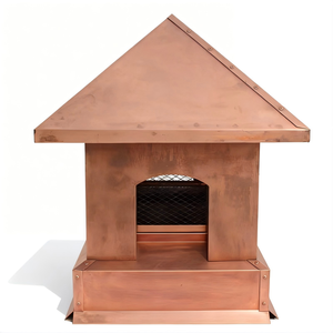 Capot de cheminée pyramidal en cuivre sur mesure, base carrée, montage sur toit - Product Image 4