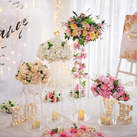 Support de présentation de fleurs en acrylique transparent rond pour mariage, événement, hôtel, centre de table floral, location