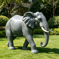 Sculpture d'éléphant réaliste en résine FRP, taille réelle, statue d'animal en fibre de verre, décoration extérieure pour jardin, parc, zoo, finition grise peinte à la main