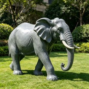 Sculpture <span class=keywords><strong>d</strong></span>'<span class=keywords><strong>éléphant</strong></span> réaliste en FRP, taille réelle, statue <span class=keywords><strong>d</strong></span>'animal en fibre de verre, <span class=keywords><strong>d</strong></span>écoration extérieure pour jardin, parc, zoo, finition grise peinte <span class=keywords><strong>à</strong></span> la main - Product Image 3