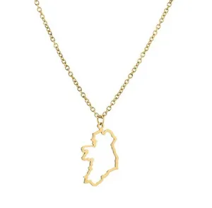 Inspire Jewelry Acier inoxydable Eire-Irlande Carte Collier pendentif minimaliste pour collier nouvelle mode bijoux plaqué or